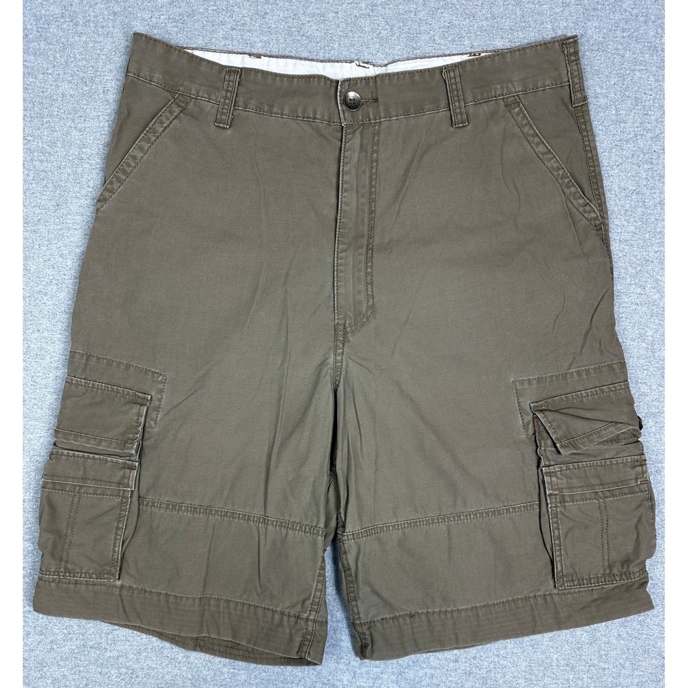 Levis Cargo Shorts Mens 38 Olive Drab Brown‎ Cotton Twill Multi Pocket Y2K Skate